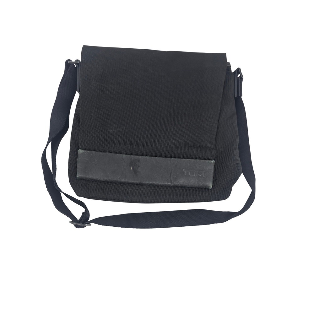 Tumi Messenger Bag Womens Small Black 4368D3 Ballistic Nylon Crossbody Flap Bag*
